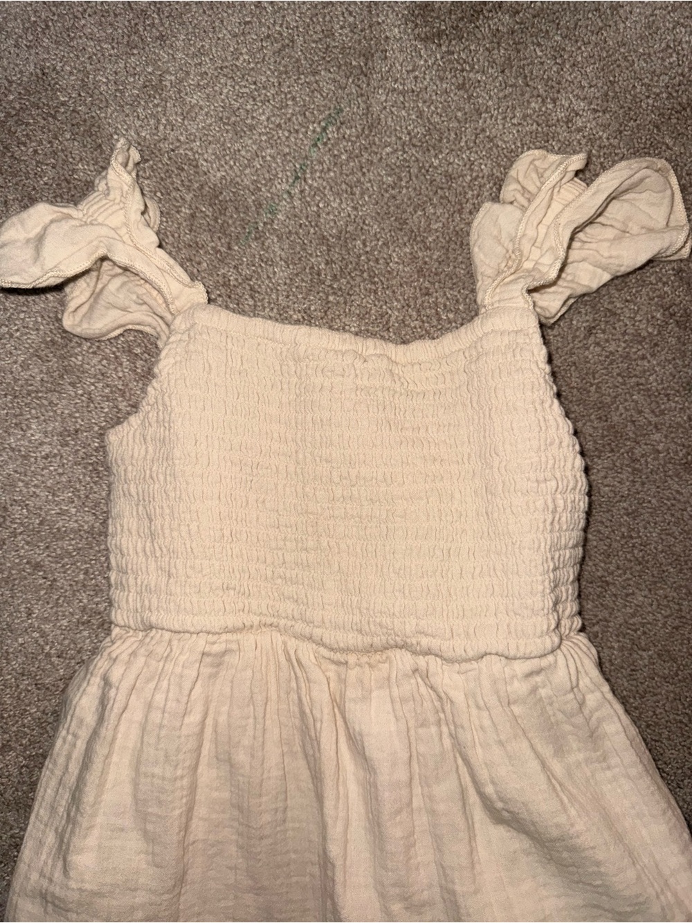 Cat & Jack Cream Smocked Sundress with Ruffled Tie Straps